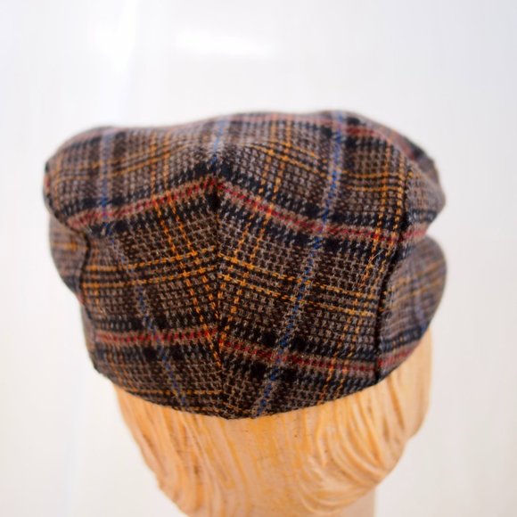 vtg SEIFTER Plaid Cabbie Ivy League Newsboy Hat Cap Snap Brim Union Made M USA - Picture 3 of 8